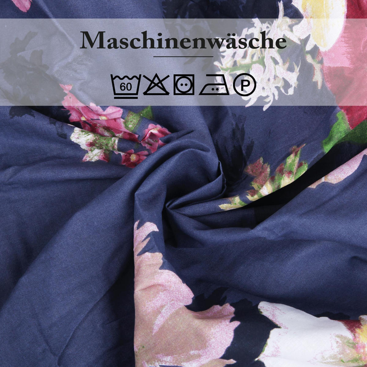 BETTWÄSCHE Baumwolle 2-teilig 135x200/80x80cm Flower Blue - Multicolor, Naturmaterialien (135/200cm) - Bestlivings