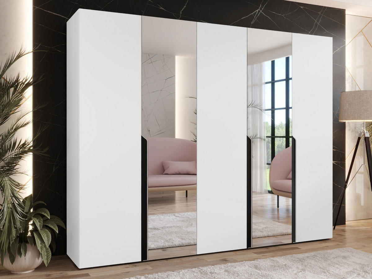 DREHTÜRENSCHRANK Mila II 250 - Schwarz/Weiß, Holzwerkstoff/Kunststoff (250/202/52cm) - MIRJAN24