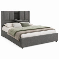 POLSTERBETT mit Stauraum und Ladestation 90x200 cm Leinen Grau - Grau, Metall (90/200cm) - Meubliv