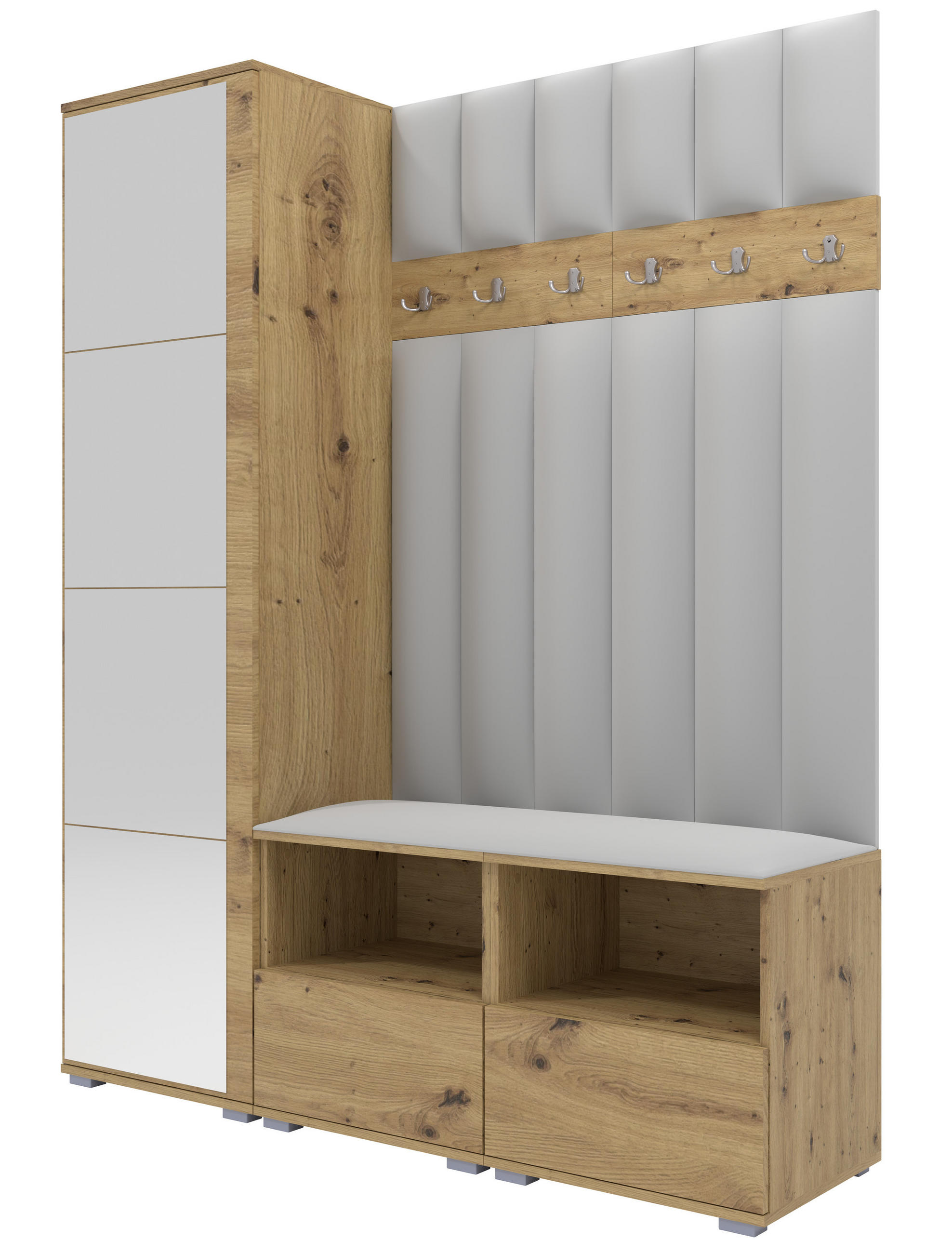 Ravio Gepolstert Eiche Artisan, Hellgrau 150x187x40 cm