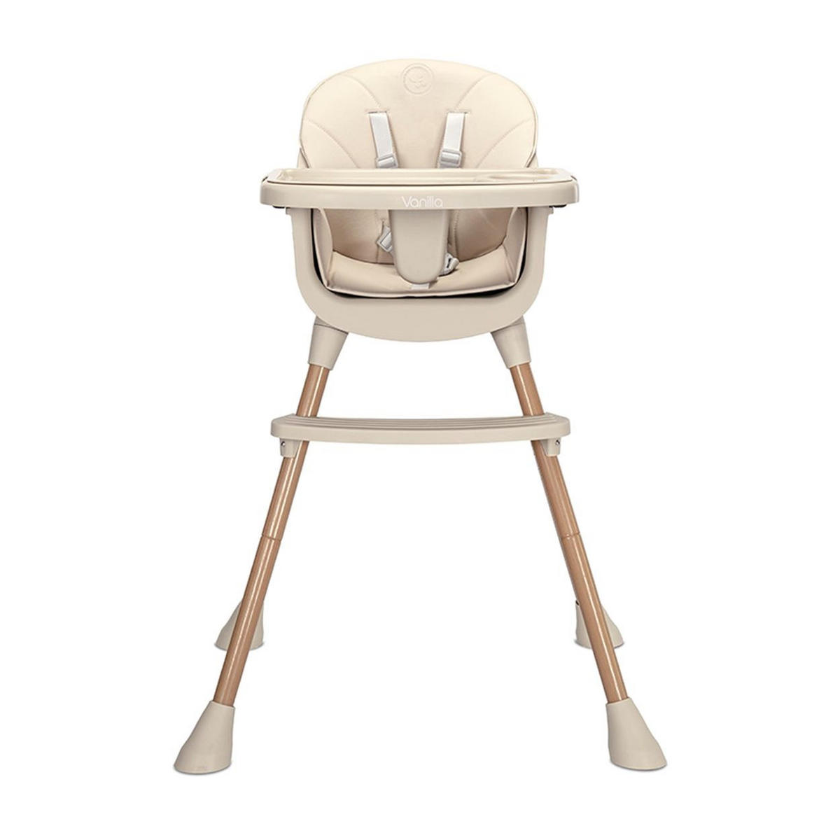 HOCHSTUHL Vanilla 3 in 1 beige Kinderstuhl, Tablett, Fußstütze, Gurt - Beige, Kunststoff (66/94/60cm) - Lorelli