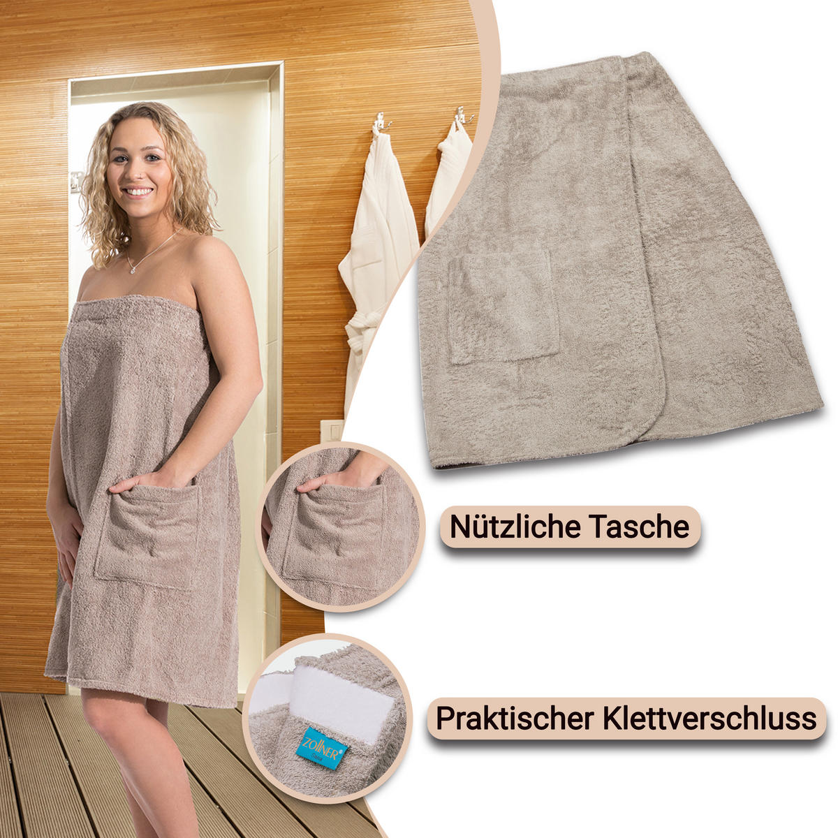 BADEMANTEL, S/M, 100% Baumwolle, Braun - Fango, Textil (S/Mcm) - Zollner