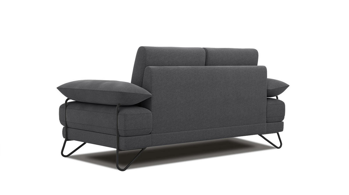 SOFA LORI 2-Sitzer, dunkelgrau - Dunkelgrau/Schwarz, Holzwerkstoff/Textil (185/87/96cm) - Courtois Laville