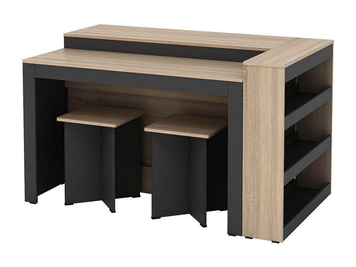 KÜCHENINSEL - 2 Personen - holz - schwarz, naturfarben hell Nusice - Schwarz/Naturfarben, Holz (138.7/82/79.2cm) - Vente-Unique