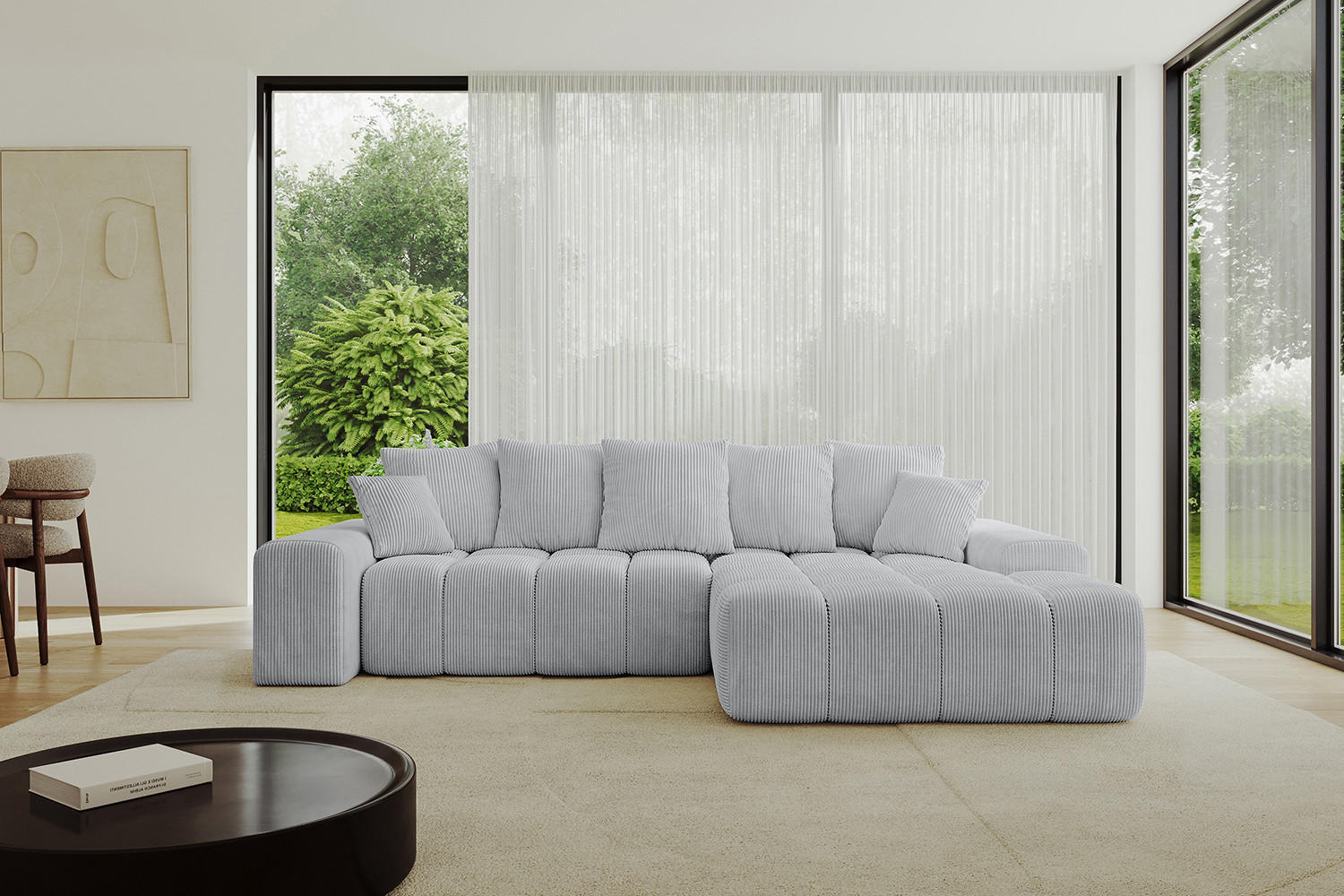 ECKSOFA Ottomane Rechts ENSI-L - 267x164x88 cm Grau - Grau, Holzwerkstoff/Kunststoff (164/267cm) - ALTDECOR