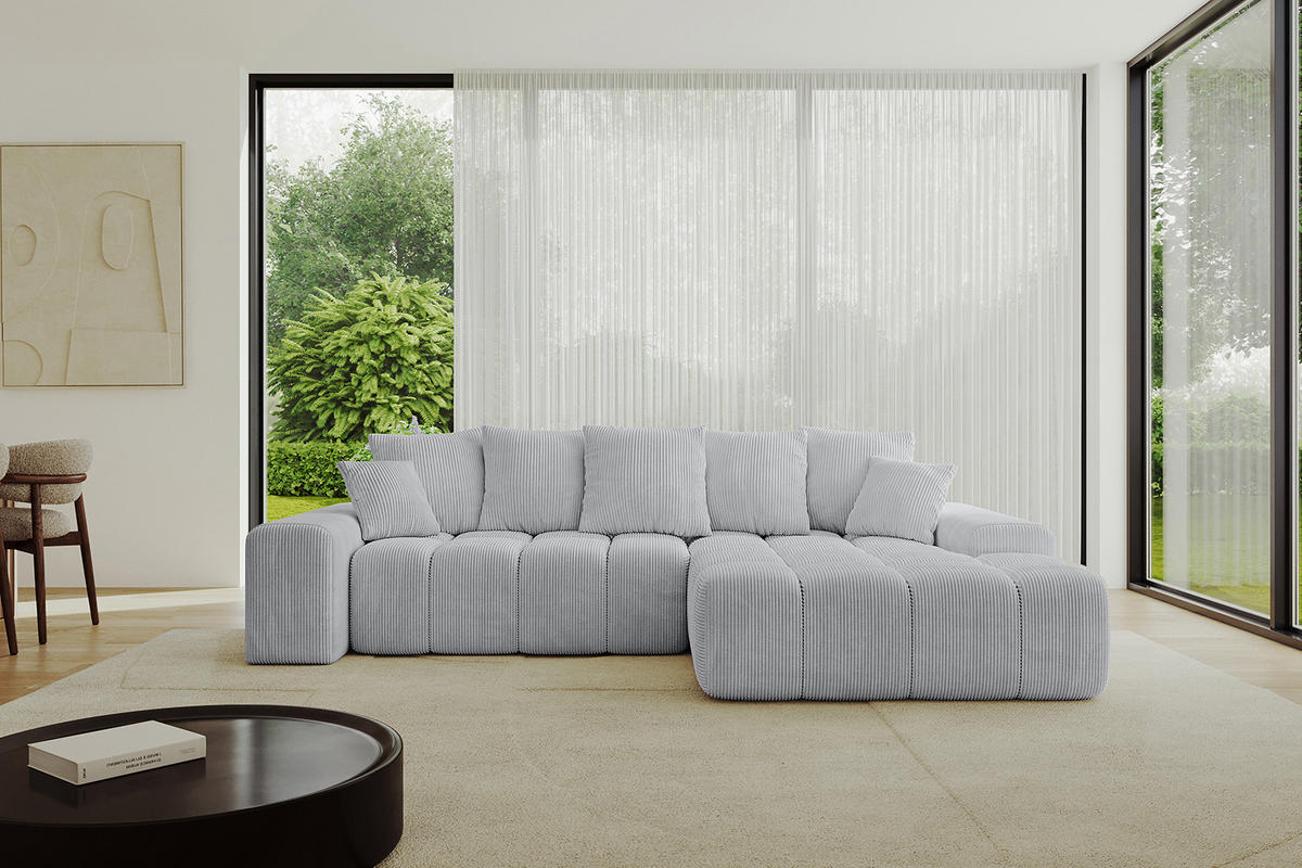 ECKSOFA Ottomane Rechts ENSI-L - 267x164x88 cm Grau - Grau, Holzwerkstoff/Kunststoff (164/267cm) - ALTDECOR