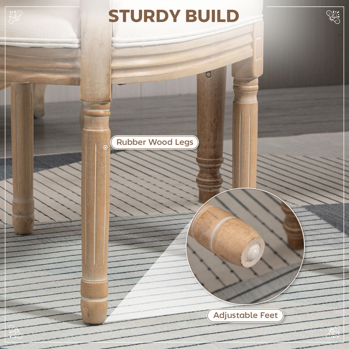 2ER Set Esszimmerstühle Küchenstuhl mit Rattan-Rückenlehne Linen-Touch - Creme, Kunststoff (56/96/49cm) - HOMCOM