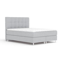 BOXSPRINGBETT Chanton Hellgrau 160/200 cm mit Latex-Topper - Silberfarben/Hellgrau, Holz/Holzwerkstoff (160/200cm) - Maison de Reve