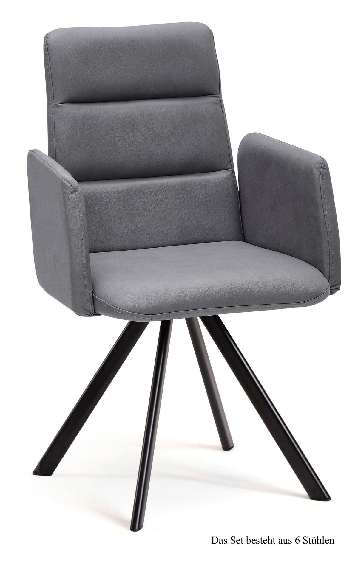 ARMLEHNSTUHL (6er-Set) Deane 52x92x60 Schwarz/Grau - Schwarz/Grau, Kunststoff (60/92/52cm) - 58aufmkessel