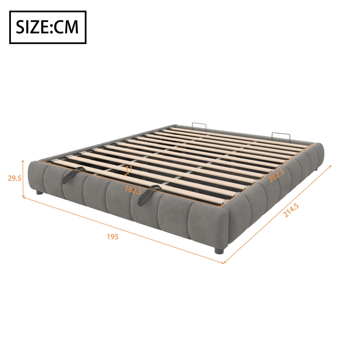 POLSTERBETT 180/200 cm grau mit LED-Beleuchtung und hydraulischem Stauraum - Grau, Textil (180/200cm) - OKWISH