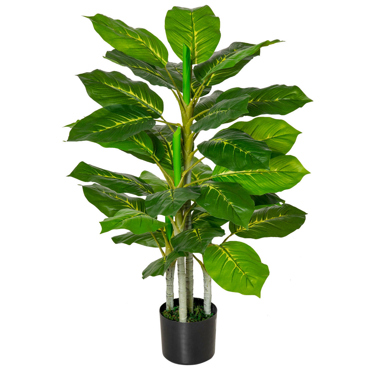 KÜNSTLICHER Baum 95 cm Kunstpflanze mit 33 Blättern, Topf für Wohnzimmer - Grün, Kunststoff (95cm) - FORIOUS