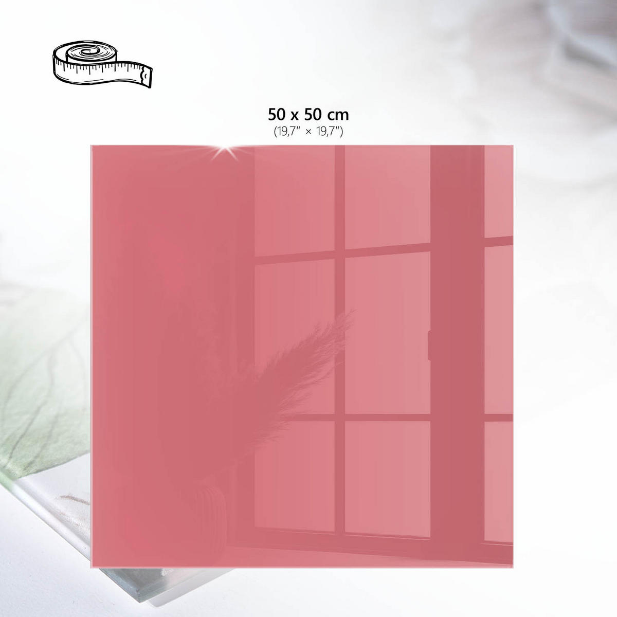 TISCHPLATTE 50x50 cm – Lachsfarben - Pink, Glas (50/50/0.4cm) - Wallfluent