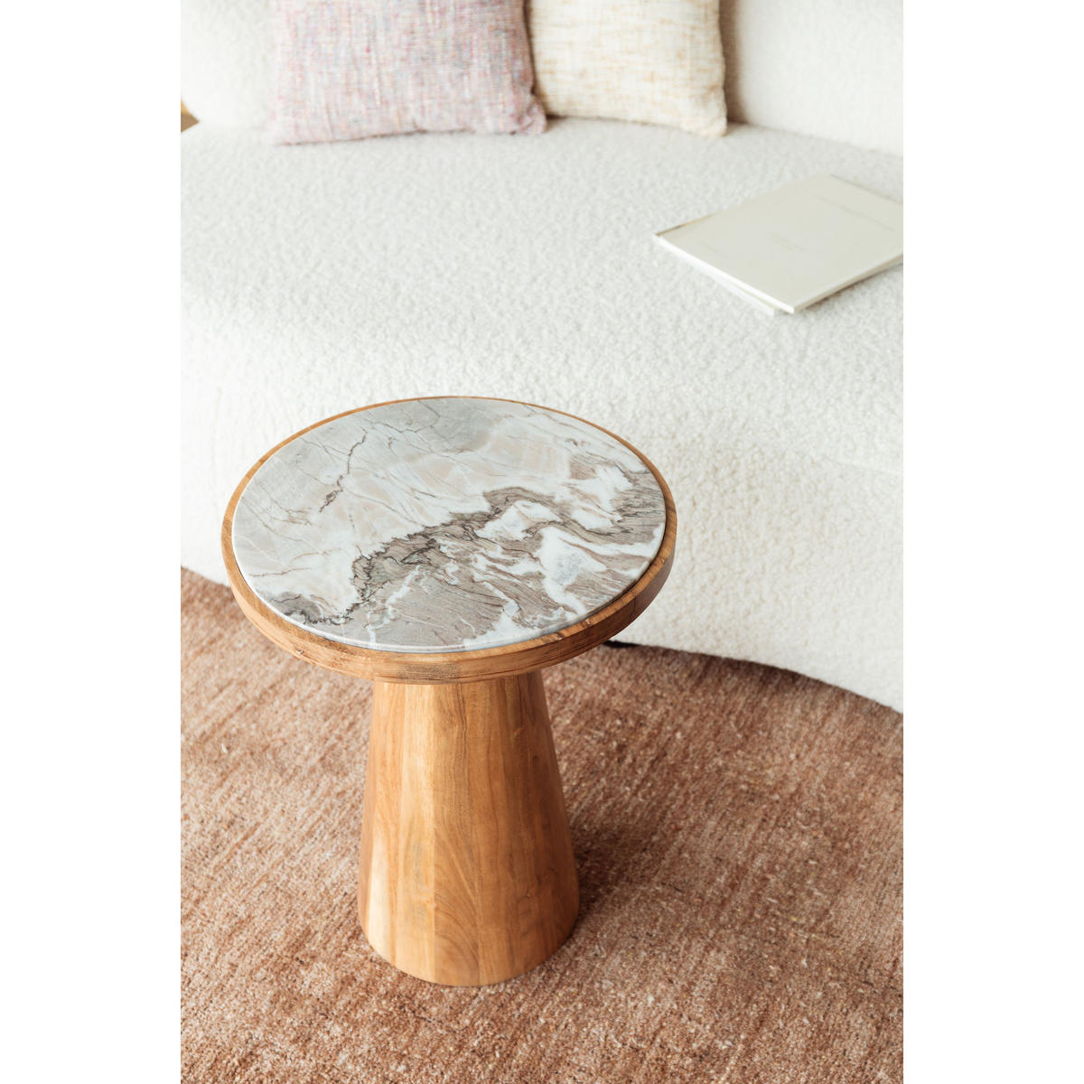 BEISTELLTISCH Mees Rund 40 cm - Braun, Holz (40/40/50cm) - Housecraft Living