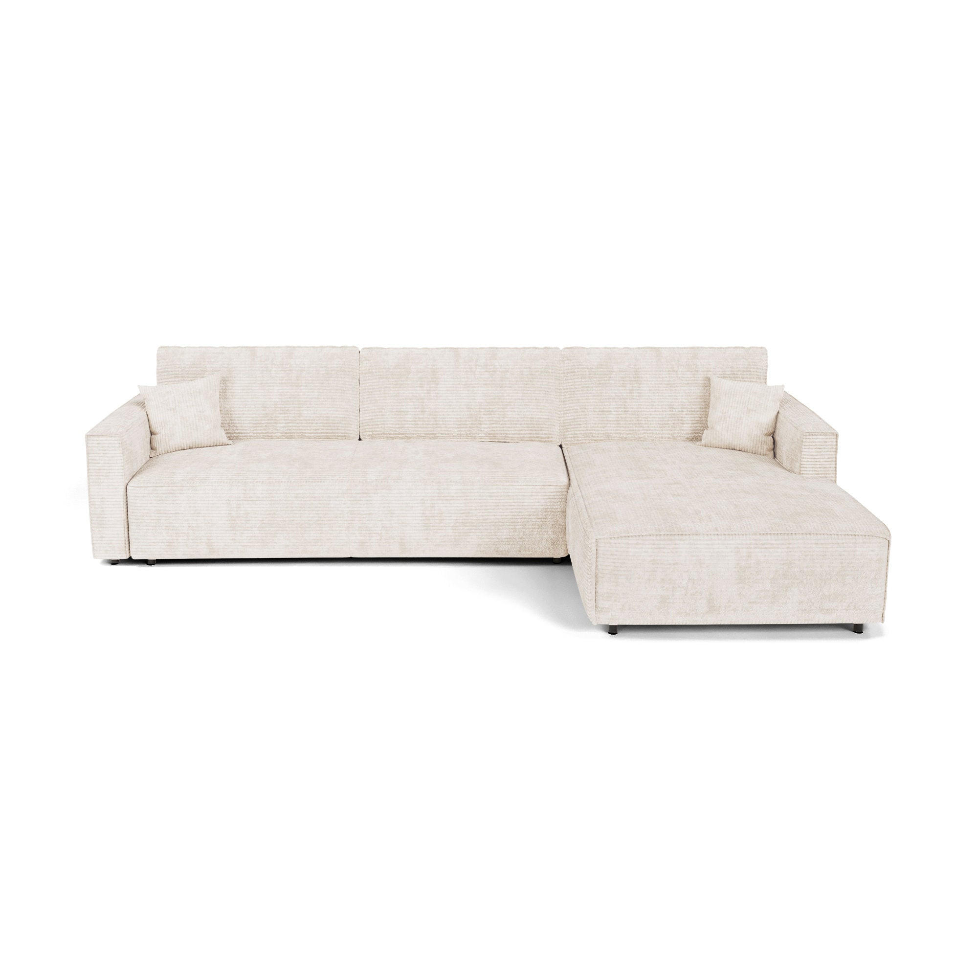 ECKSOFA rechtwinklig Cord Creme 297cm - Creme, Textil (297/167cm) - Premium Interiors