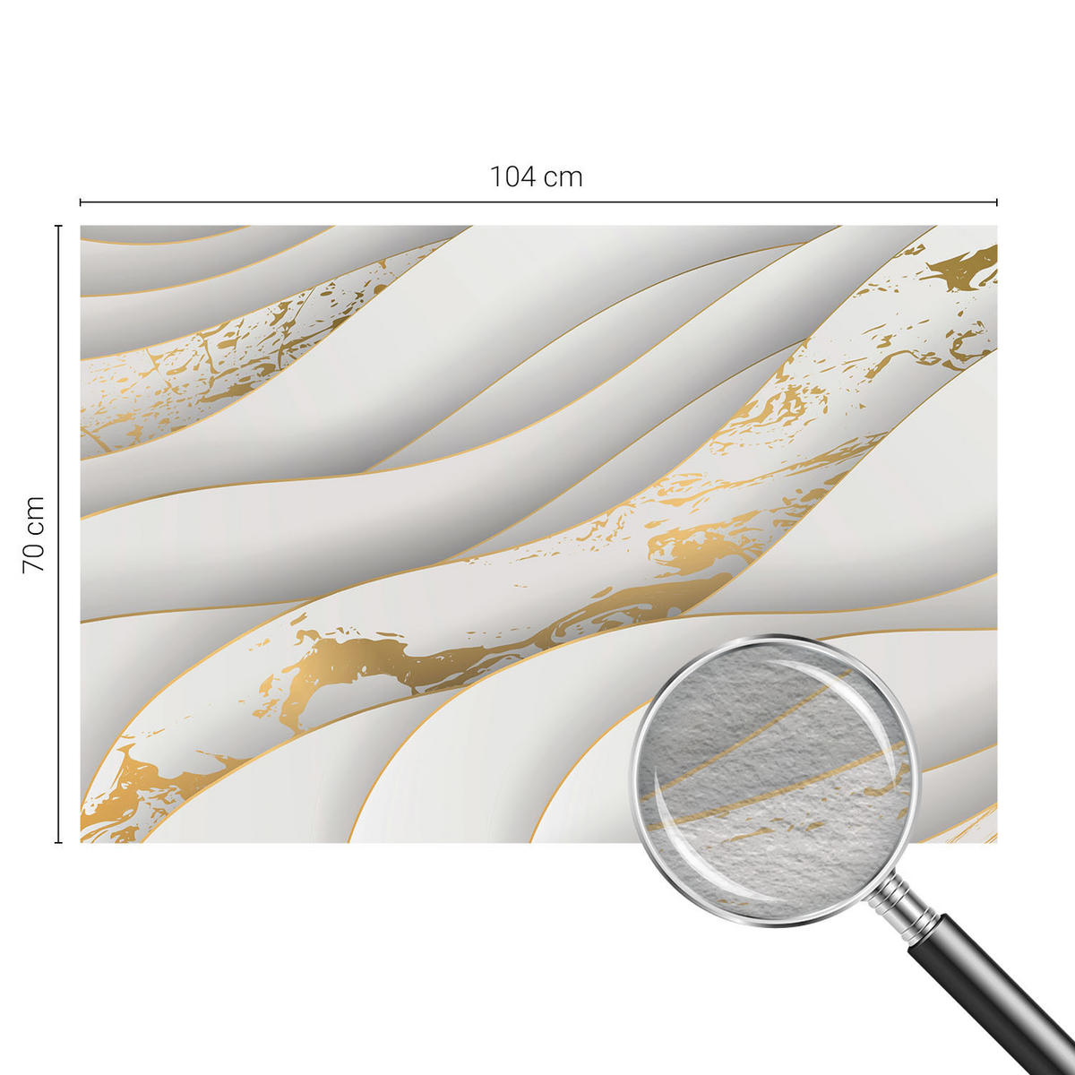 FOTOTAPETE 104x70 cm - Dynamische Muster - Weiß, Textil (104/70cm) - Wallfluent