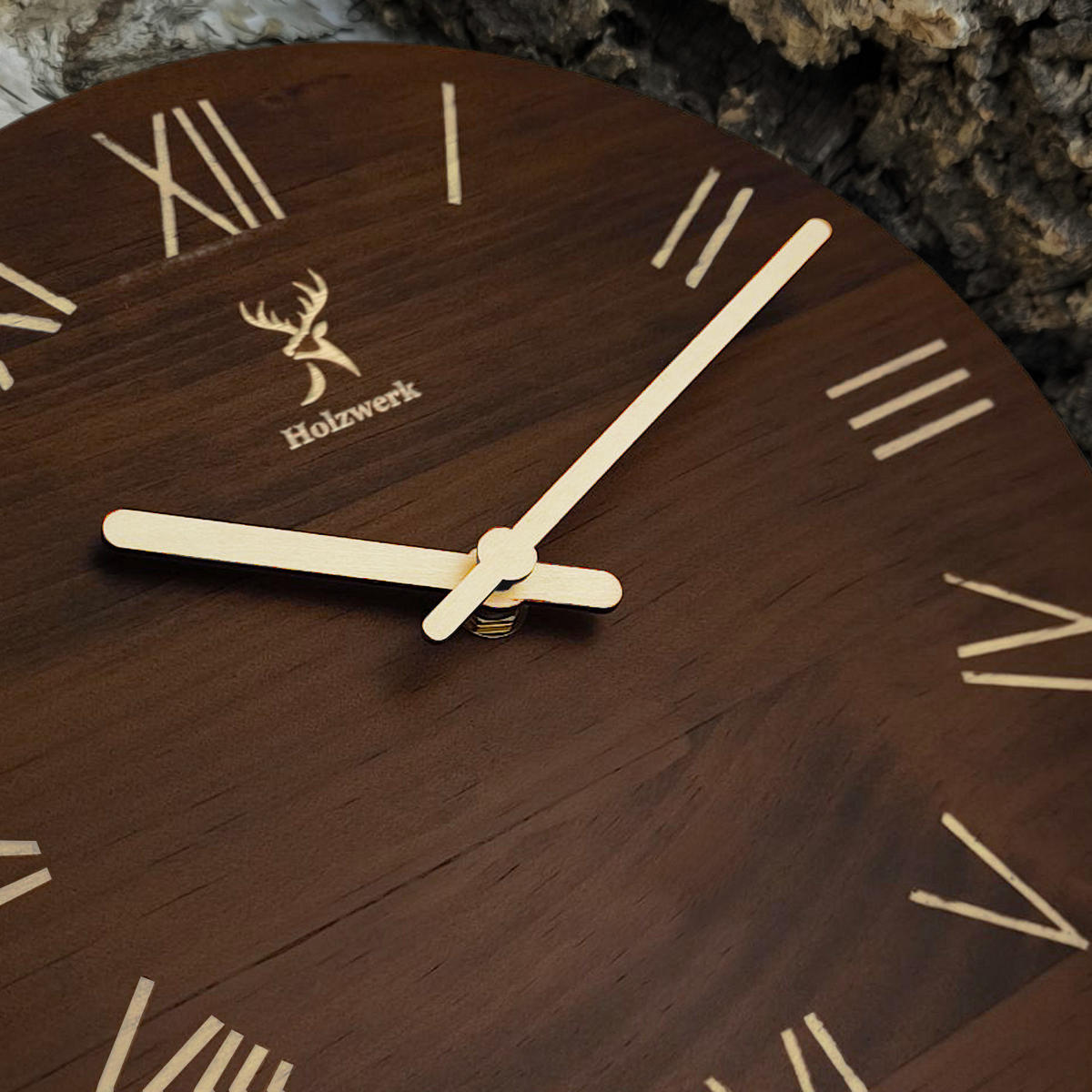 WANDUHR Holz Designer LAUENAU Loft Wand Uhr, braun - Braun, Holz/Metall (40/40/2.2cm) - Holzwerk