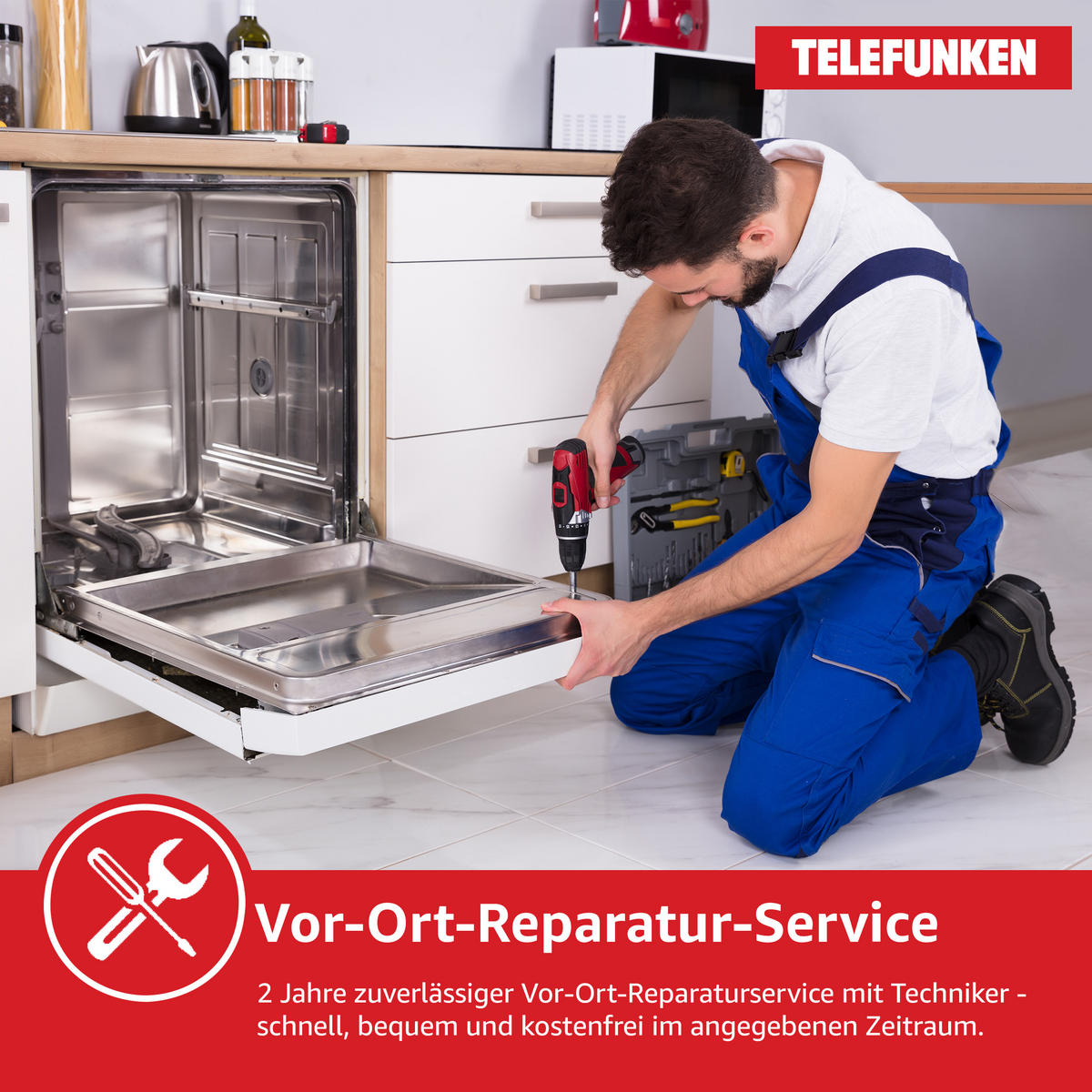 GESCHIRRSPÜLER, 60 cm vollintegrierbar, Einbau Spülmaschine, 12 Maßgedecke, 6 Programme, AquaStop, Startzeitvorwahl, Auto-Door, leise 45 dB, GEV6012D - Schwarz, Kunststoff/Metall (59.8/82/55cm) - Telefunken