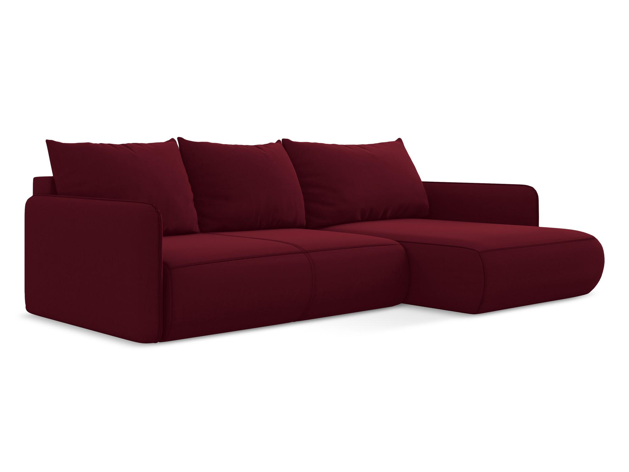 ECKSOFA mit Schlaffunktion Samt Stoff Rot - Bordeaux/Rot, Kunststoff/Textil (240/148cm) - Makamii