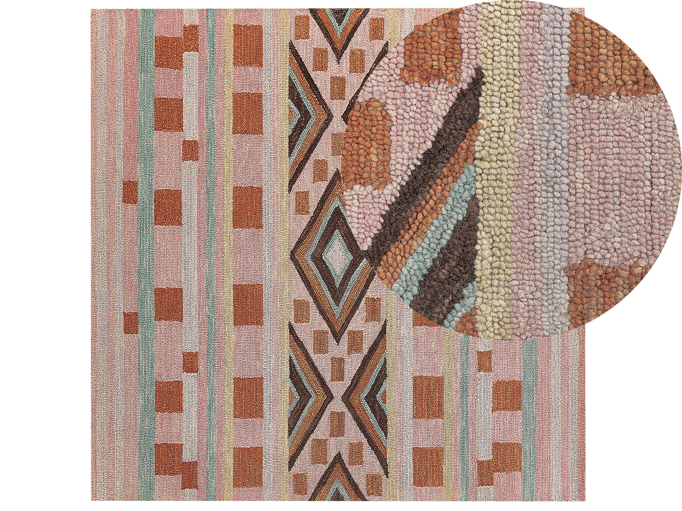 TEPPICH geflochten Yomra 200/200 cm - Multicolor, Textil (200/200cm) - Beliani