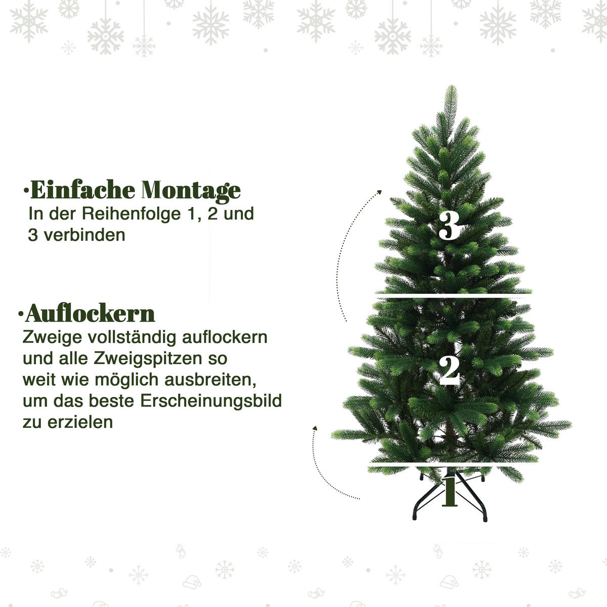 KÜNSTLICHER Weihnachtsbaum 150 cm, Fichten-Optik in Grüntönen - Grün, Kunststoff (150cm) - Hometopia