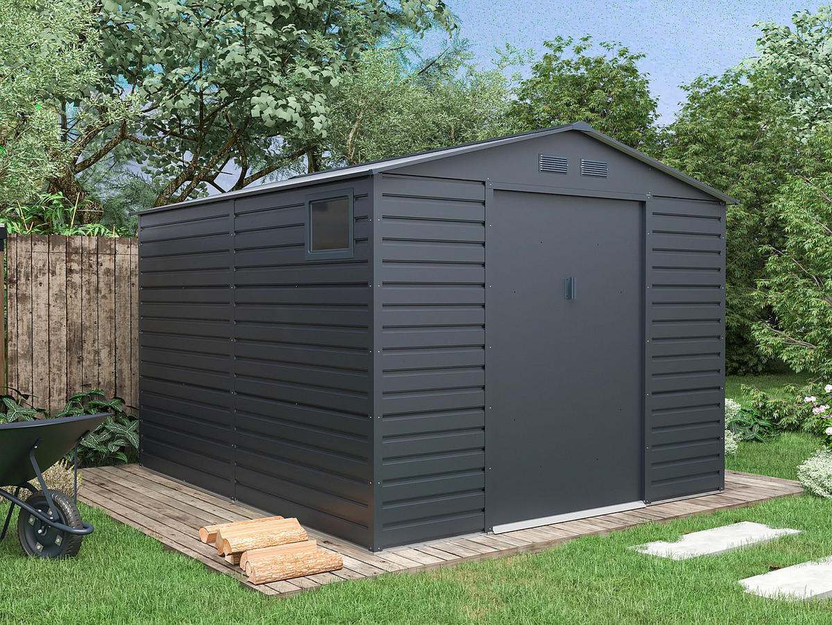 SCHREBERGARTENHAUS - 267 cm x 309 cm - metall - anthrazitgrau Adelmo - Anthrazit, Metall (267/221/309cm) - Vente-Unique