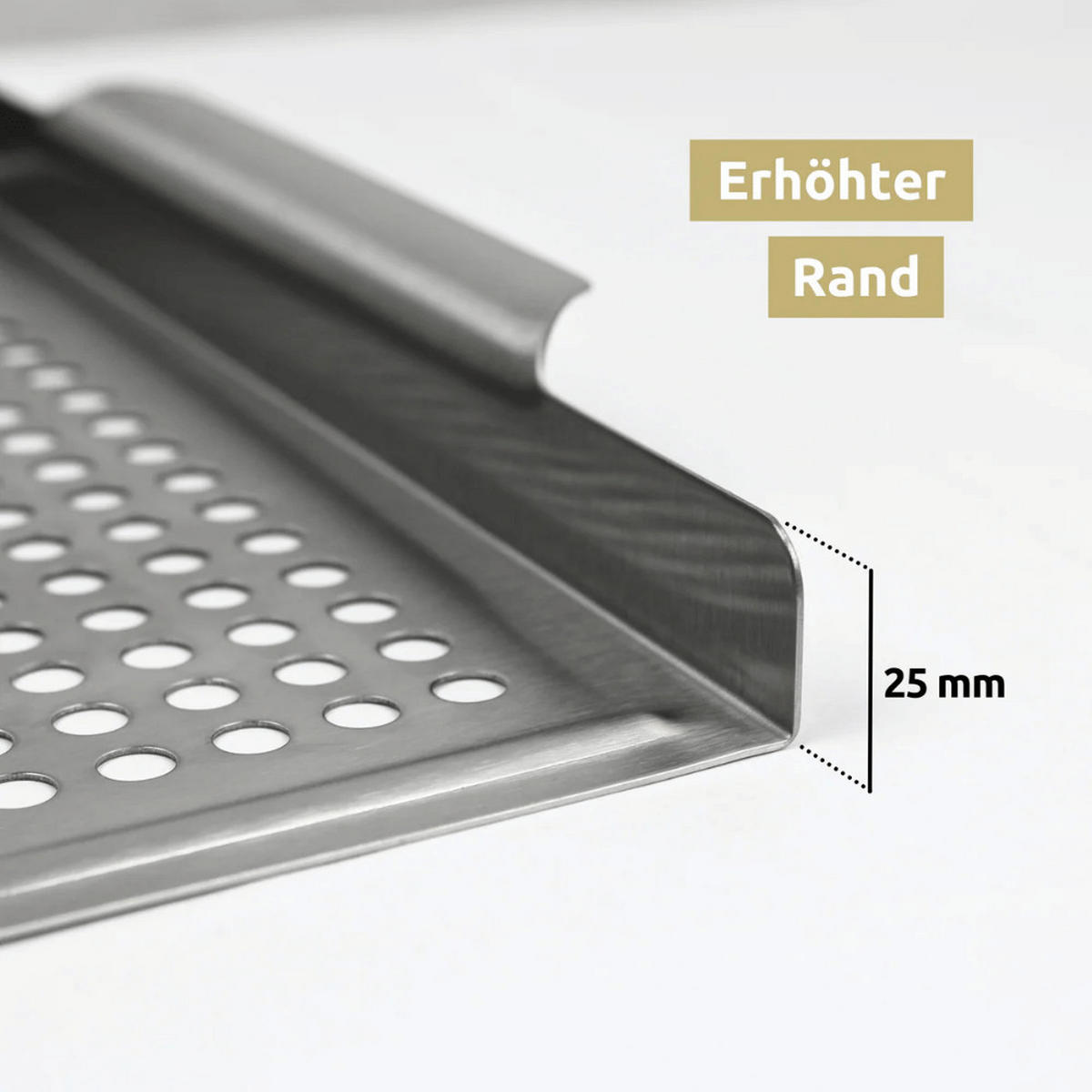 GRILLSCHALE Edelstahl 30x40cm Grillplatte mit Löcher - Silberfarben, Metall (30/40/3cm) - DELUKE