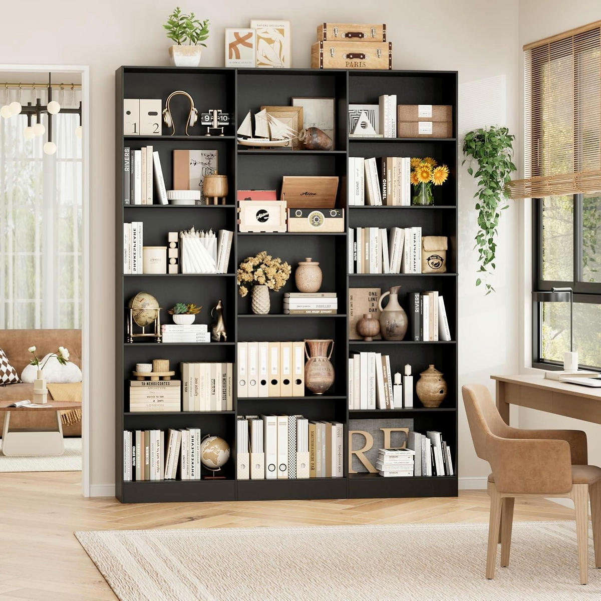 BÜCHERREGAL 188 cm schwarz - Schwarz, Holzwerkstoff (149/188/23.5cm)