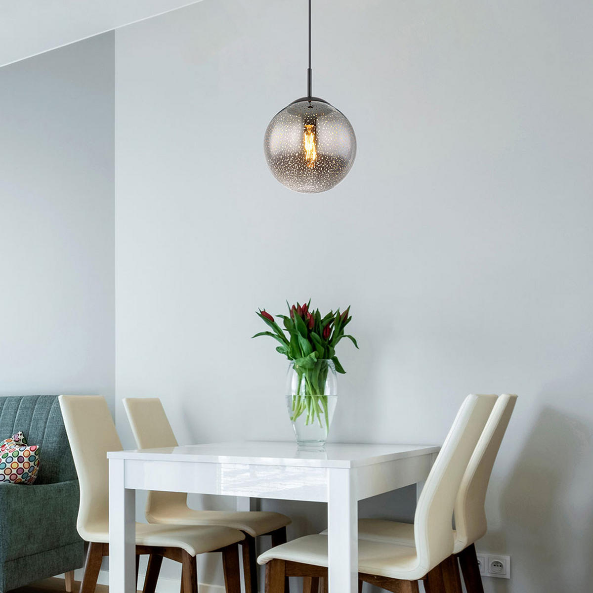 LED HÄNGELEUCHTE Rauchglas Schwarz - Schwarz, Glas (20/20/120cm) - Globo Lighting