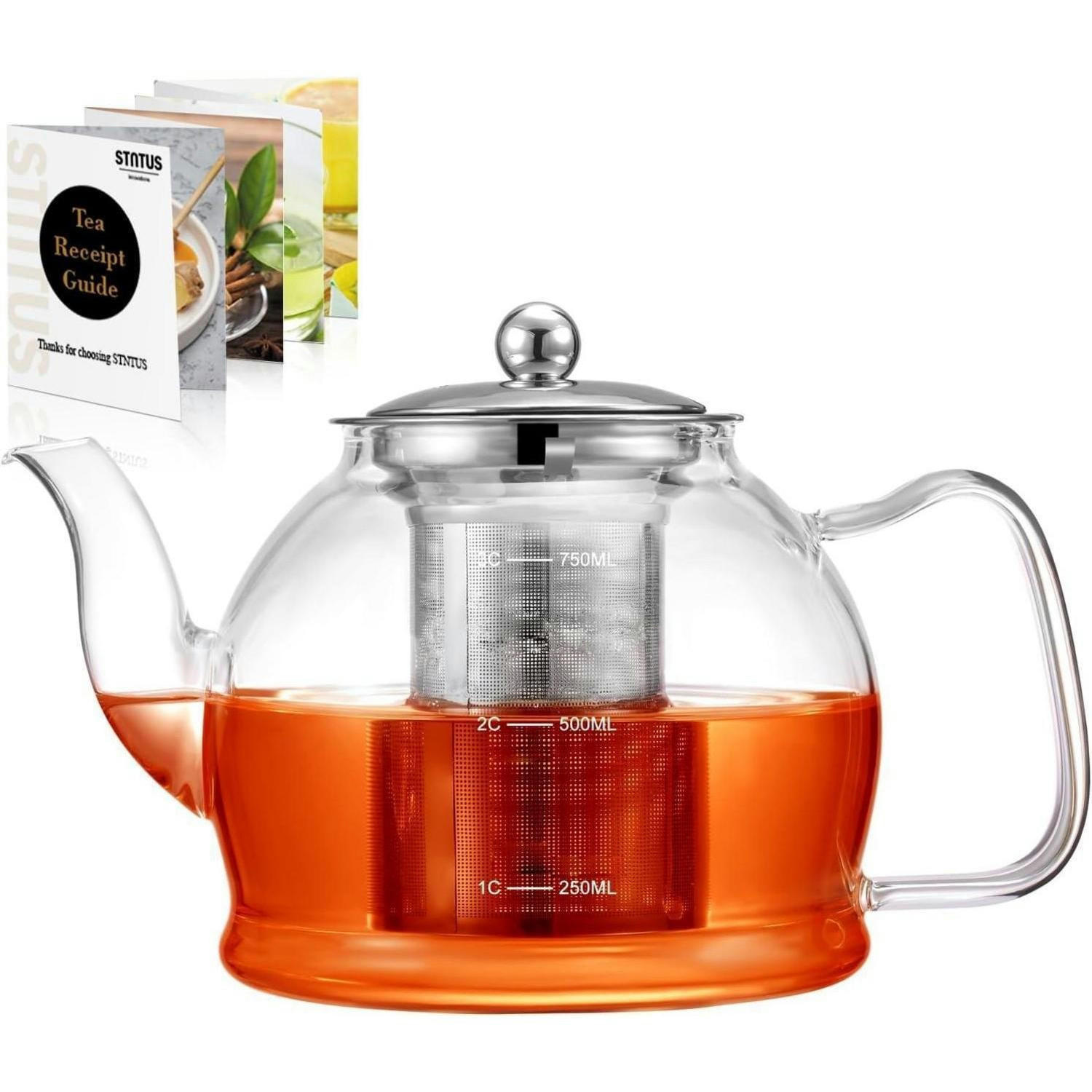 TEEKANNE mit Siebeinsatz 800 ml Borosilikatglas Hitzebeständig - Transparent, Glas (20/12.5cm)