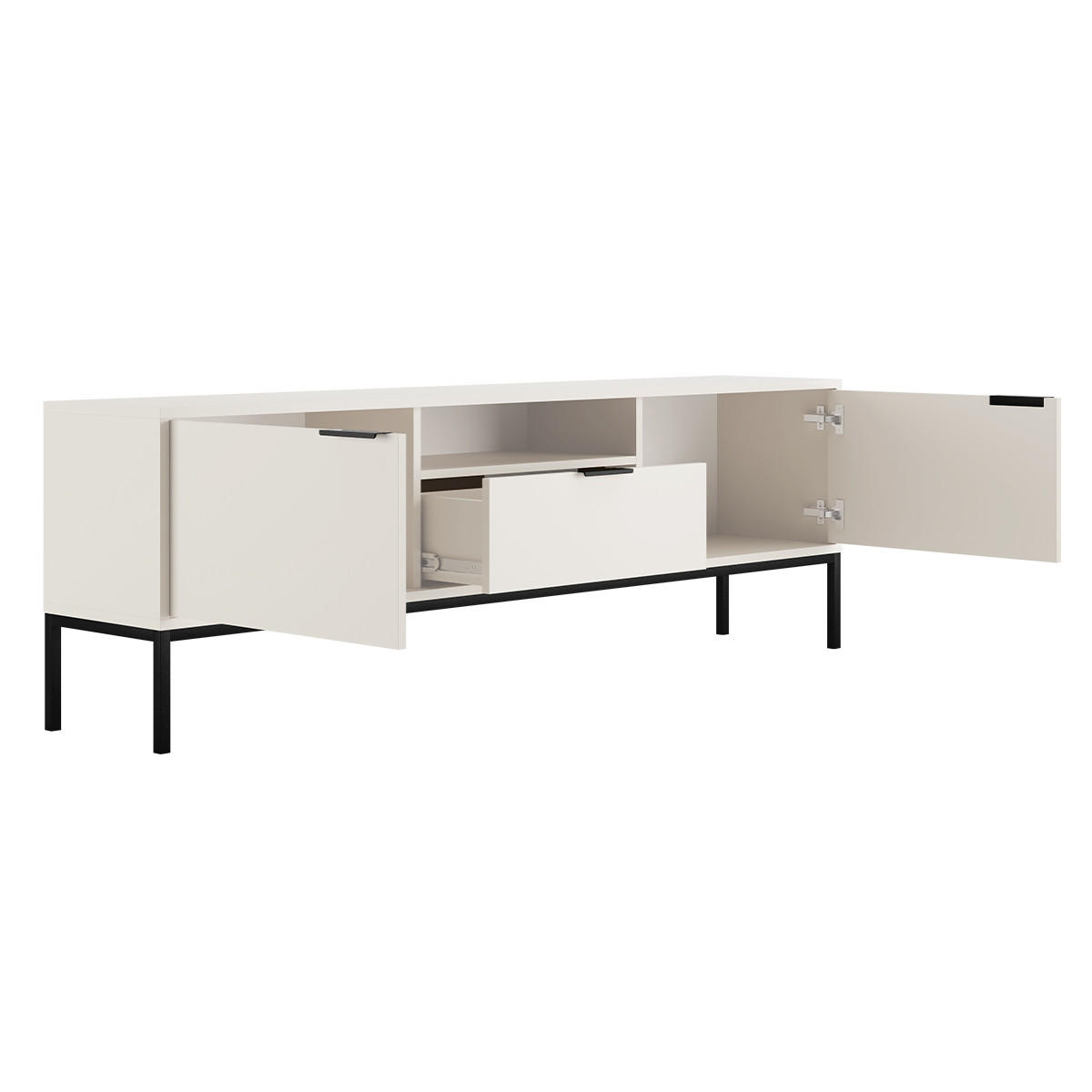 TV-MÖBEL Seattle Weiß - Schwarz, Holzwerkstoff (33/56.4/175cm) - Petits-meubles