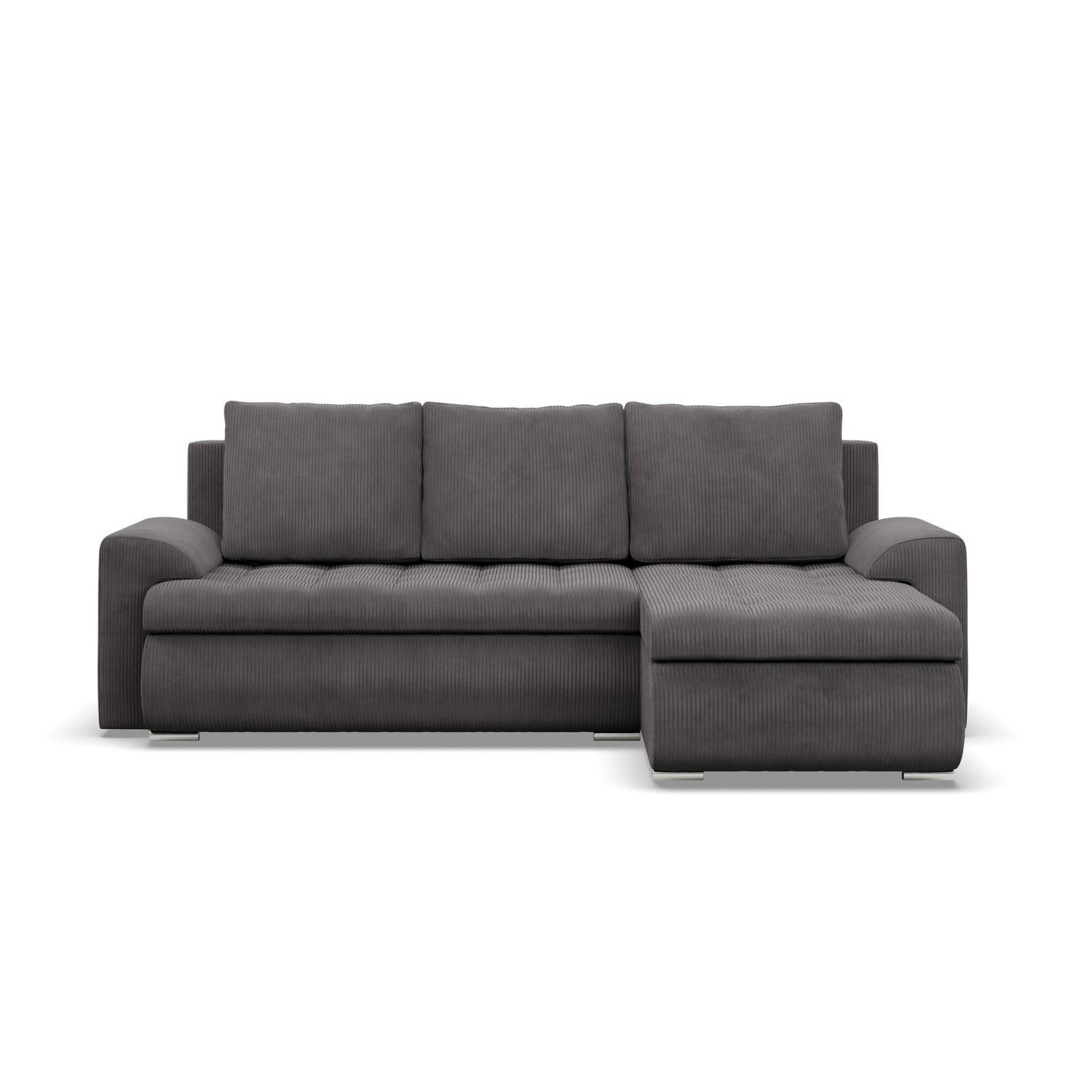ECKSOFA RECHTS MIT SCHLAFFUNKTION FORESTA, Cord - Dunkelgrau - Dunkelgrau, Textil (230/159cm) - Mebligo
