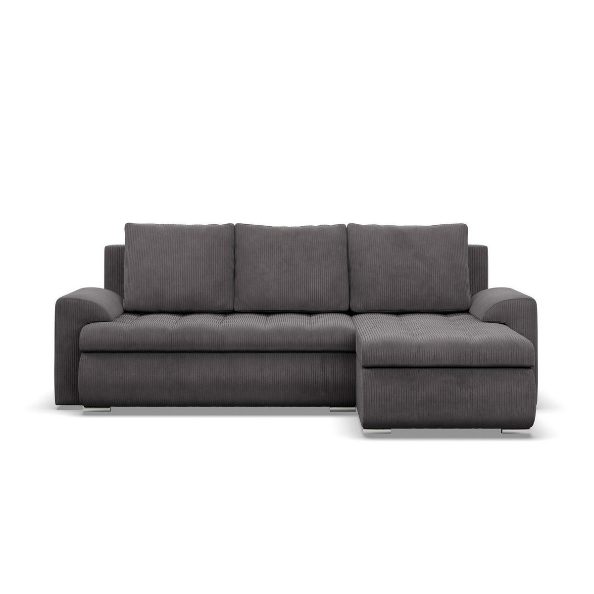 ECKSOFA RECHTS MIT SCHLAFFUNKTION FORESTA, Cord - Dunkelgrau - Dunkelgrau, Textil (230/159cm) - Mebligo