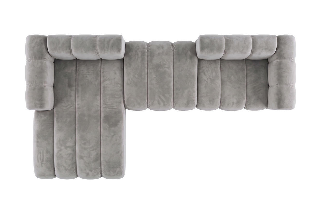 ECKSOFA Modulares In L-Form, Velvet-Stoff Riviera, Grau, Links, GRAND 319 cm - Grau, Holz (319/175cm) - Kaiser Möbel