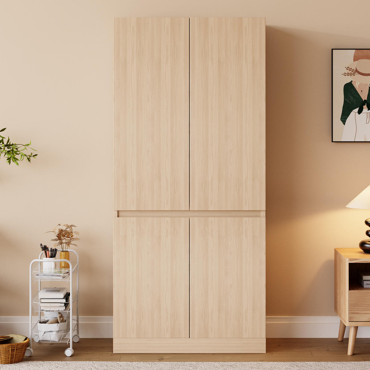 KLEIDERSCHRANK 70/40/170 cm mit 2 Drehtüren in Holzfarbe - Naturfarben, Holz (70/170/40cm) - BEAOK