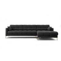 ECKSOFA rechts Mamaia aus strukturiertem Stoff dunkelgrau 5 Sitzplätze - Dunkelgrau, Textil (185/293cm) - Micadoni