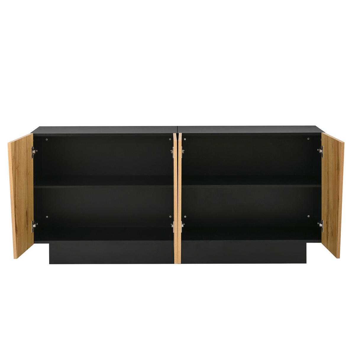 SIDEBOARD 160/40/72 cm Schwarz und Holzfarbe aus Spanplatte mit Stauraum - Schwarz, Holzwerkstoff (40/72/160cm) - OKWISH
