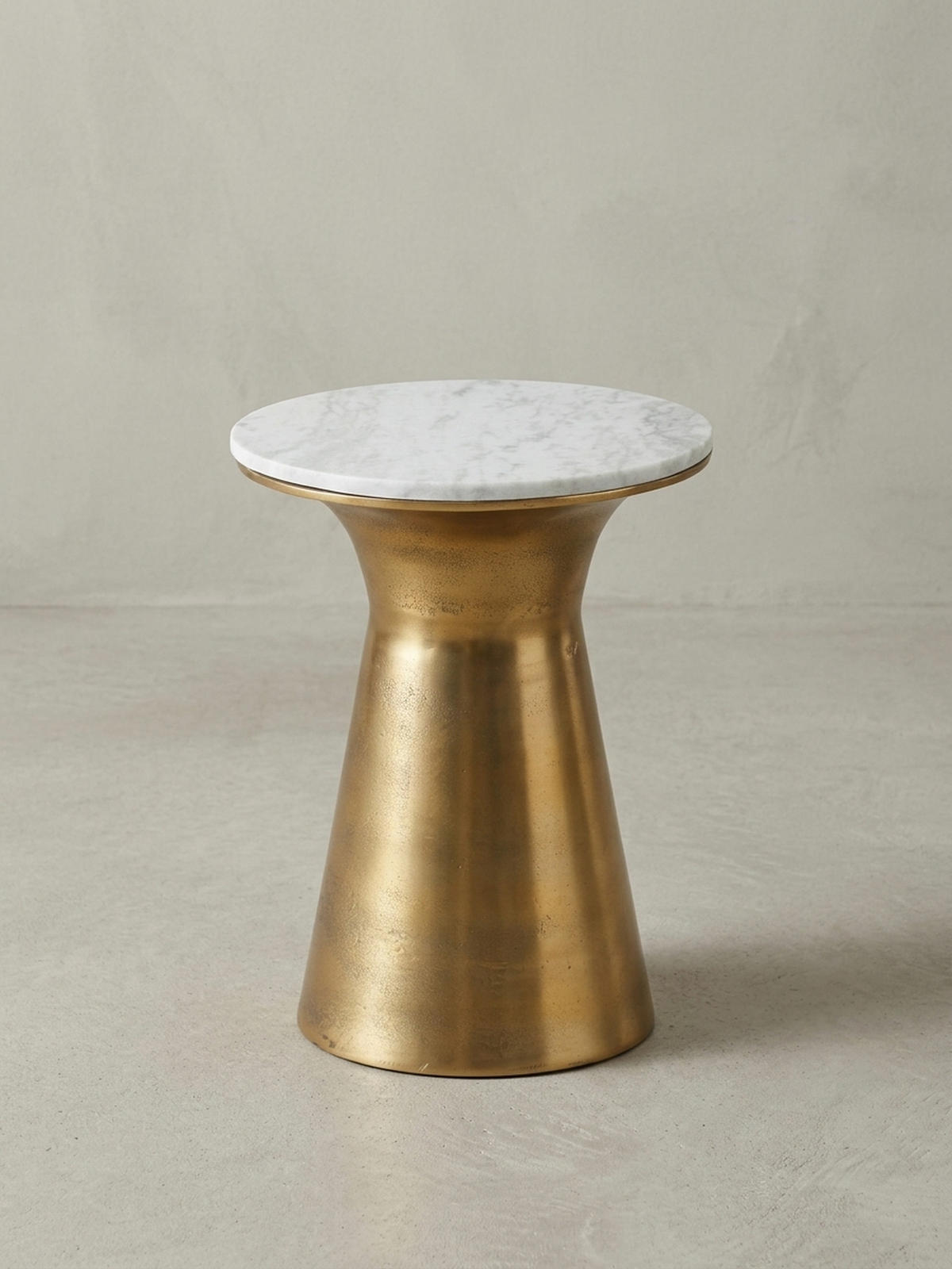 BEISTELLTISCH – Rund Marmor Weiß Metall Goldfarben 35x35x45 cm - Goldfarben/Weiß, Stein/Metall (35/35/45cm) - KADIMA DESIGN