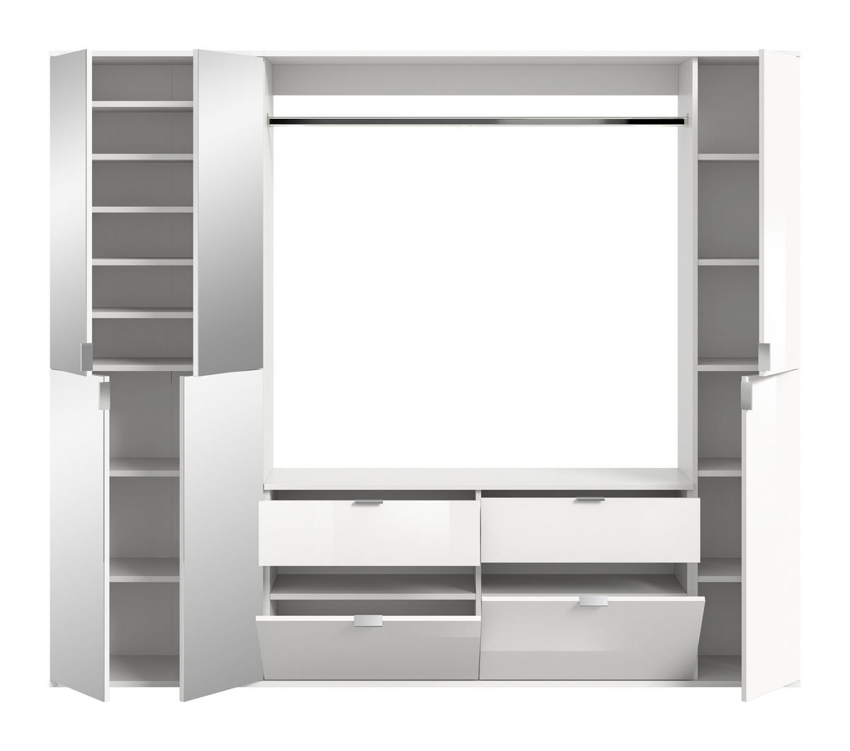 GARDEROBENKOMBINATION 3tlg. Projekt X Garderobe in weiß Nb. und weiß hochglanz B/H/T: 212x193x34 cm - Weiß, Holzwerkstoff (212/193/34cm)