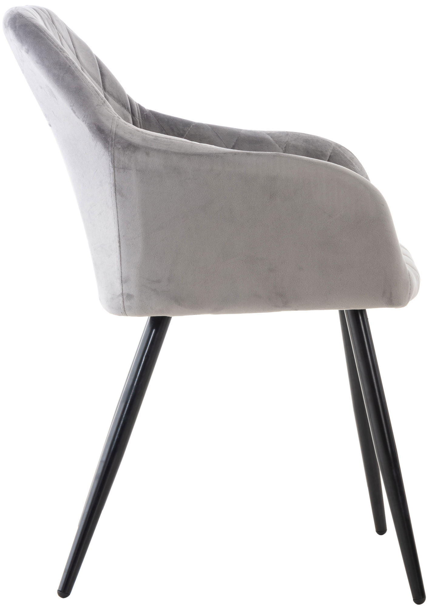 ESSZIMMERSTUHL Shyva Samt, Gestell Metall matt Schwarz Grau - Schwarz/Grau, Textil/Metall (47/84/44cm) - TPFLiving