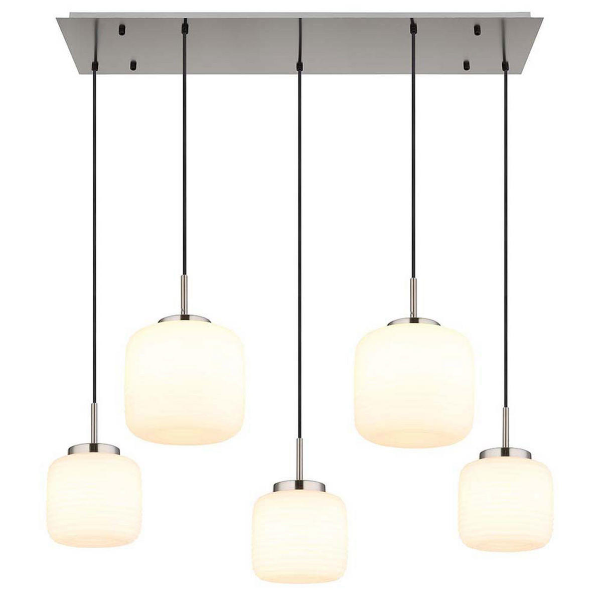 LED HÄNGELEUCHTE KLADORA Metall, Glas, Silber, 5-flammig - Silberfarben, Glas (106/38/130cm) - Globo Lighting
