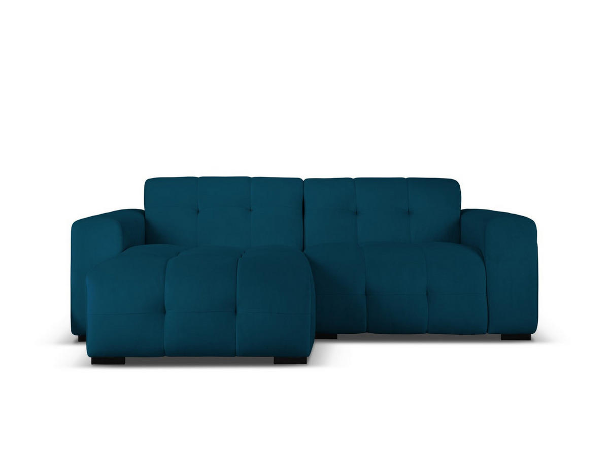 ECKSOFA links Kendal aus Samt marineblau 4 Sitzplätze - Blau, Textil (173/256cm) - Micadoni