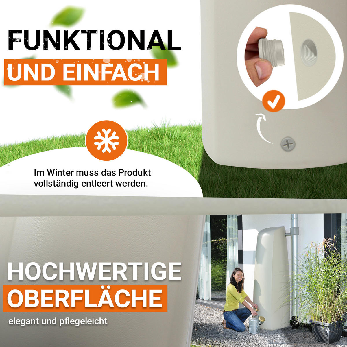 WANDTANK 400 L, sandbeige - Beige, Kunststoff (60/180/60cm) - GARANTIA