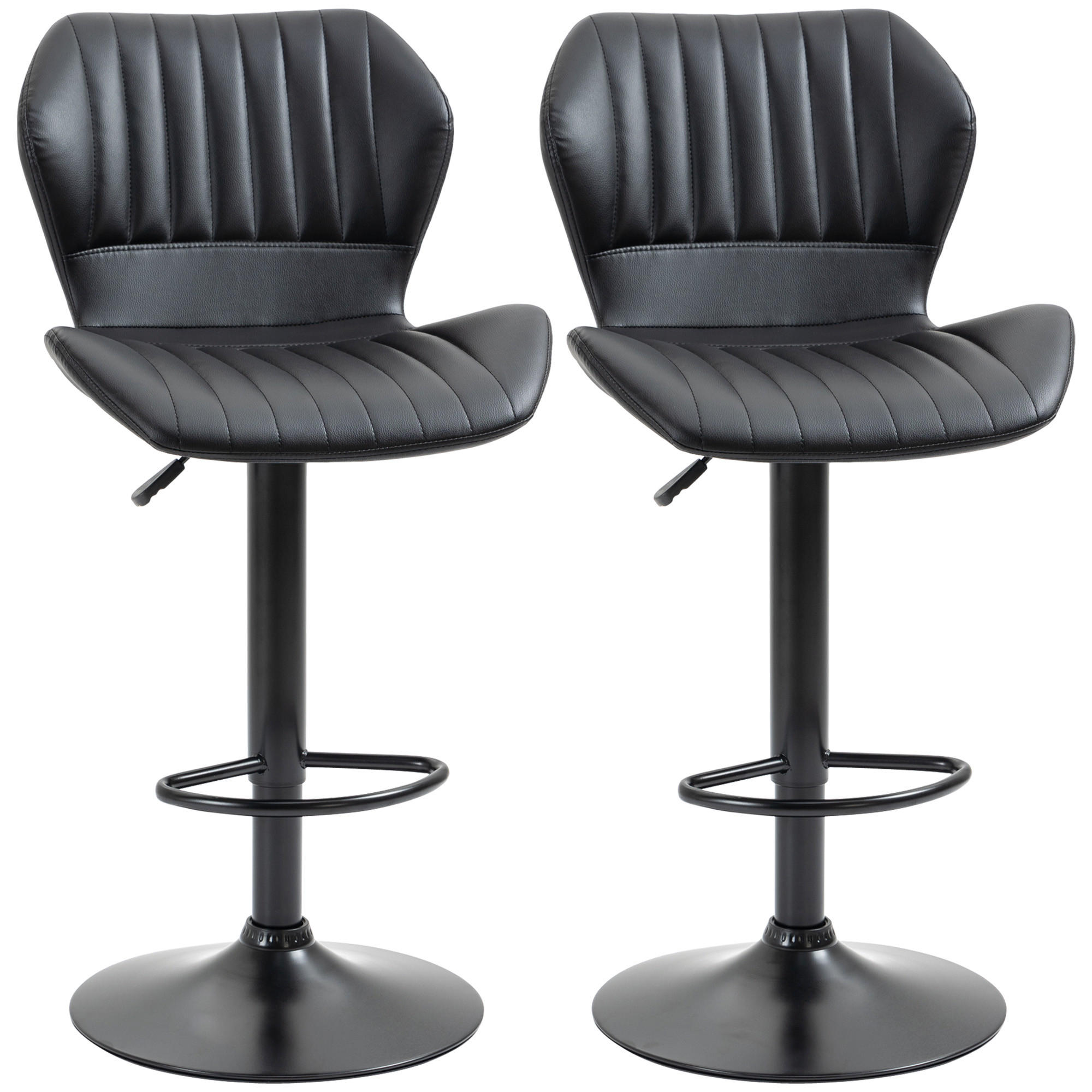 BARHOCKER Kunstleder Schaumstoff Schwarz - Schwarz, Kunststoff (55.5/110/48.5cm) - HOMCOM