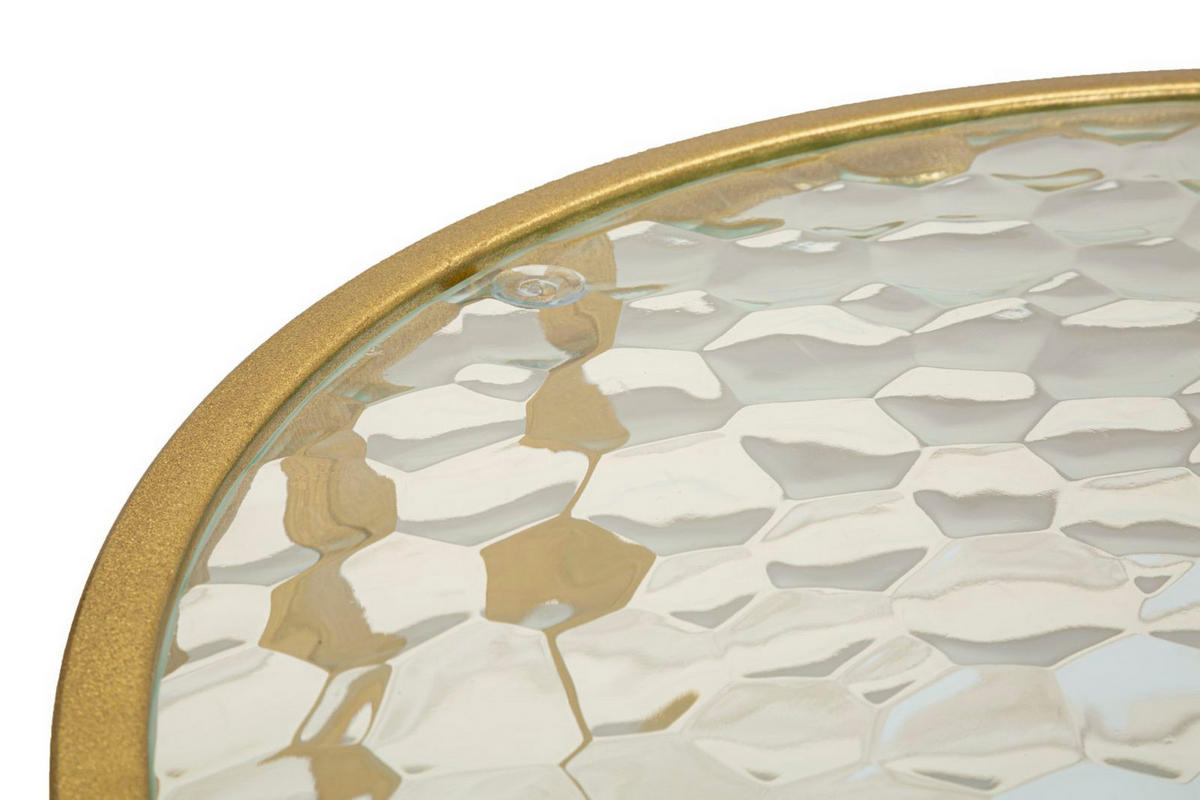 COUCHTISCH Antalia, goldfarben, Eisen und Glas, 90 x 50 x 45 cm - Goldfarben, Glas/Metall (50/90/45cm) - Mauro Ferretti