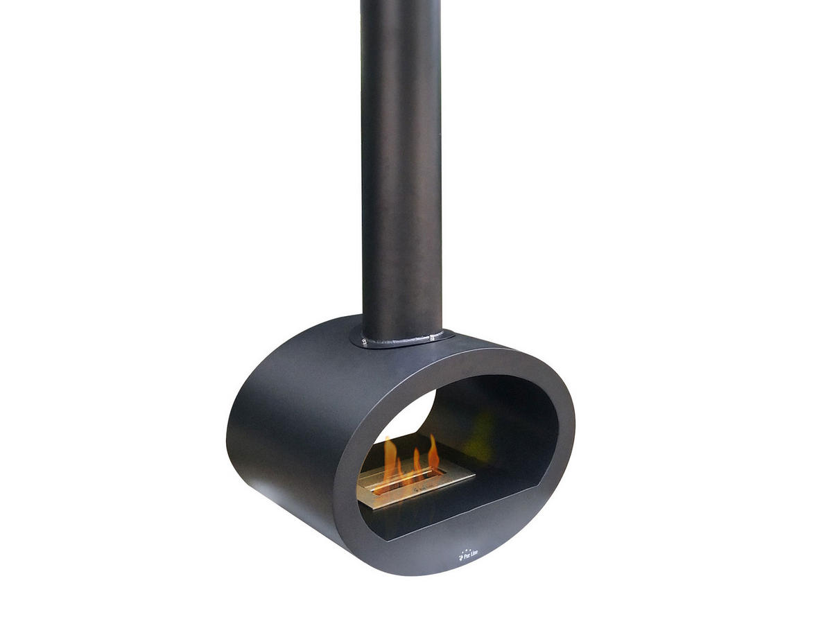 BIOETHANOL-KAMIN Schwarz Deckenmodell mit Rohr inklusive 1.5 L Brennblock - Schwarz, Metall (65/190/40cm) - Purline