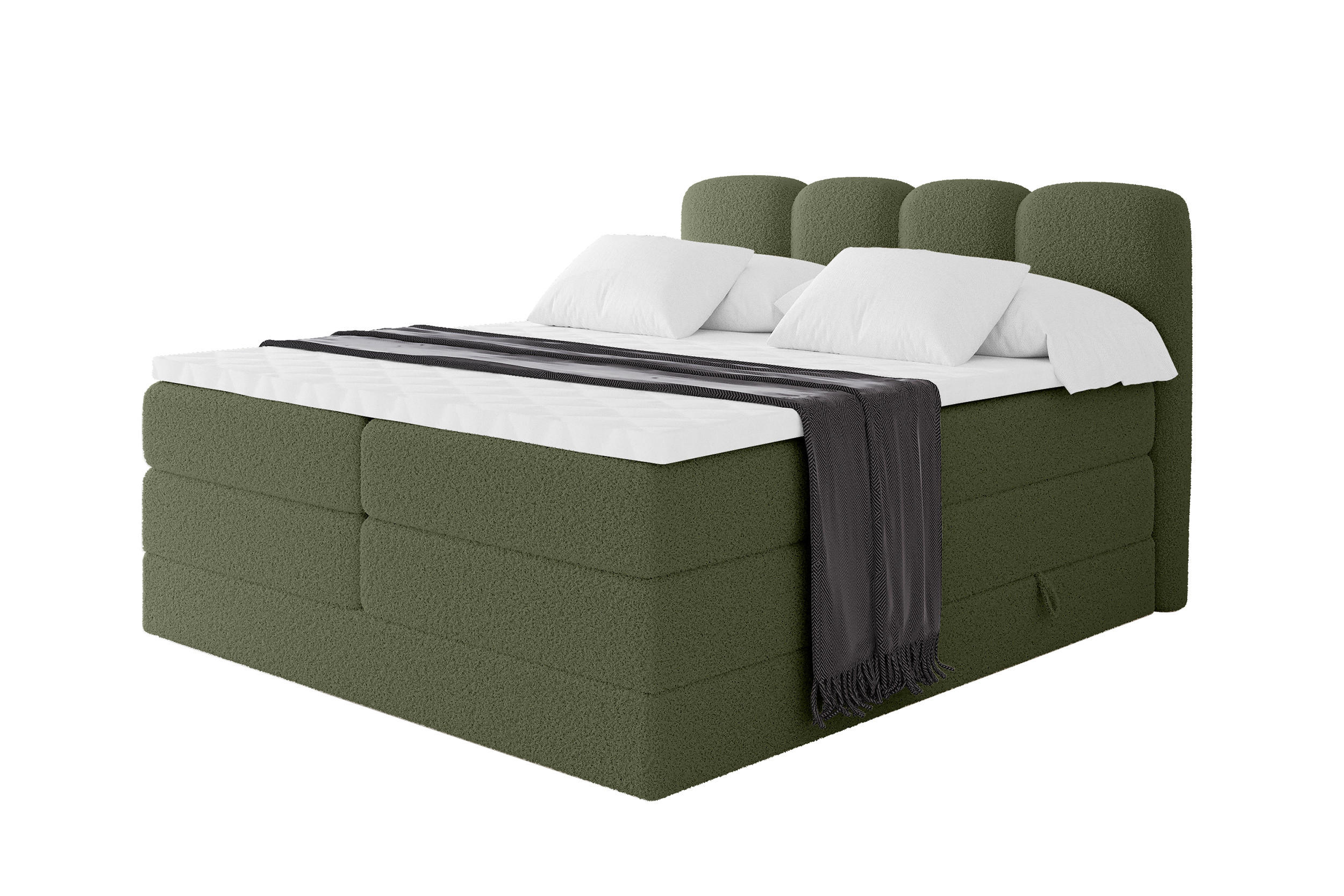 BOXSPRINGBETT mit Matratze H3/H4 - NINA KING - 160x200 cm Grün - Dunkelgrün, Holzwerkstoff (160/200cm) - ALTDECOR