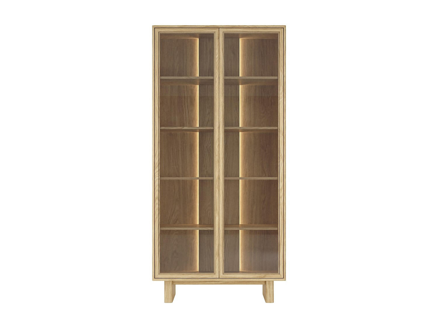 VITRINENSCHRANK - 93.5 cm x 38.1 cm - glas - naturfarben hell Terlona - Naturfarben, Glas/Holz (93.5/194.8/38.1cm) - Vente-Unique