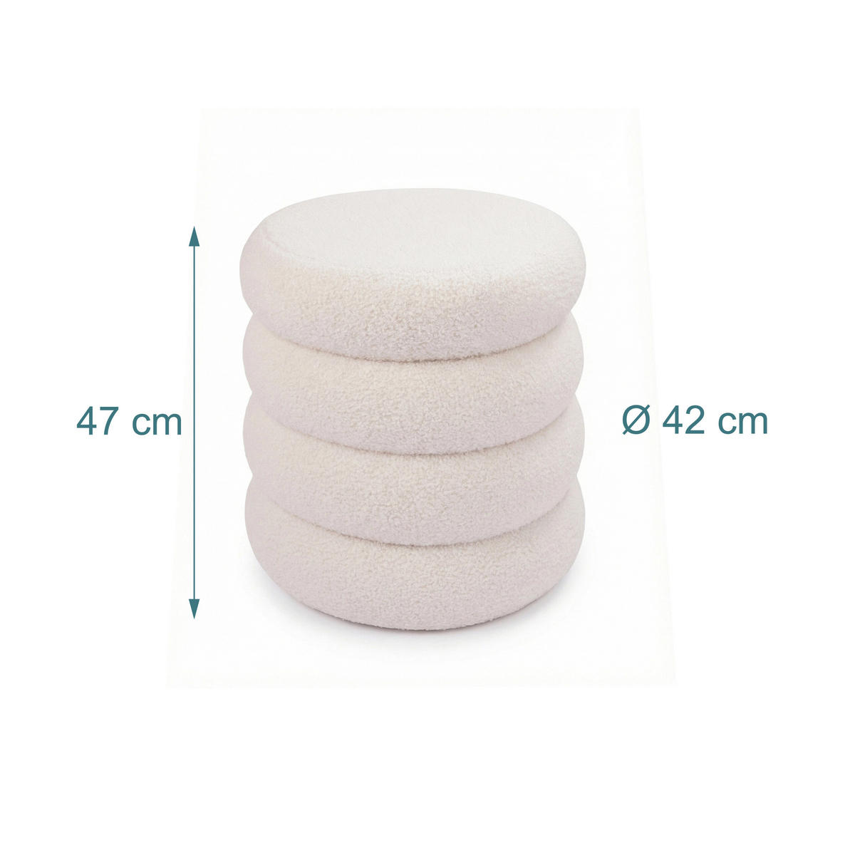 SEDACÍ taburet Bubble - krémová, kompozitní dřevo/textil (42/47/42cm) - Relaxdays