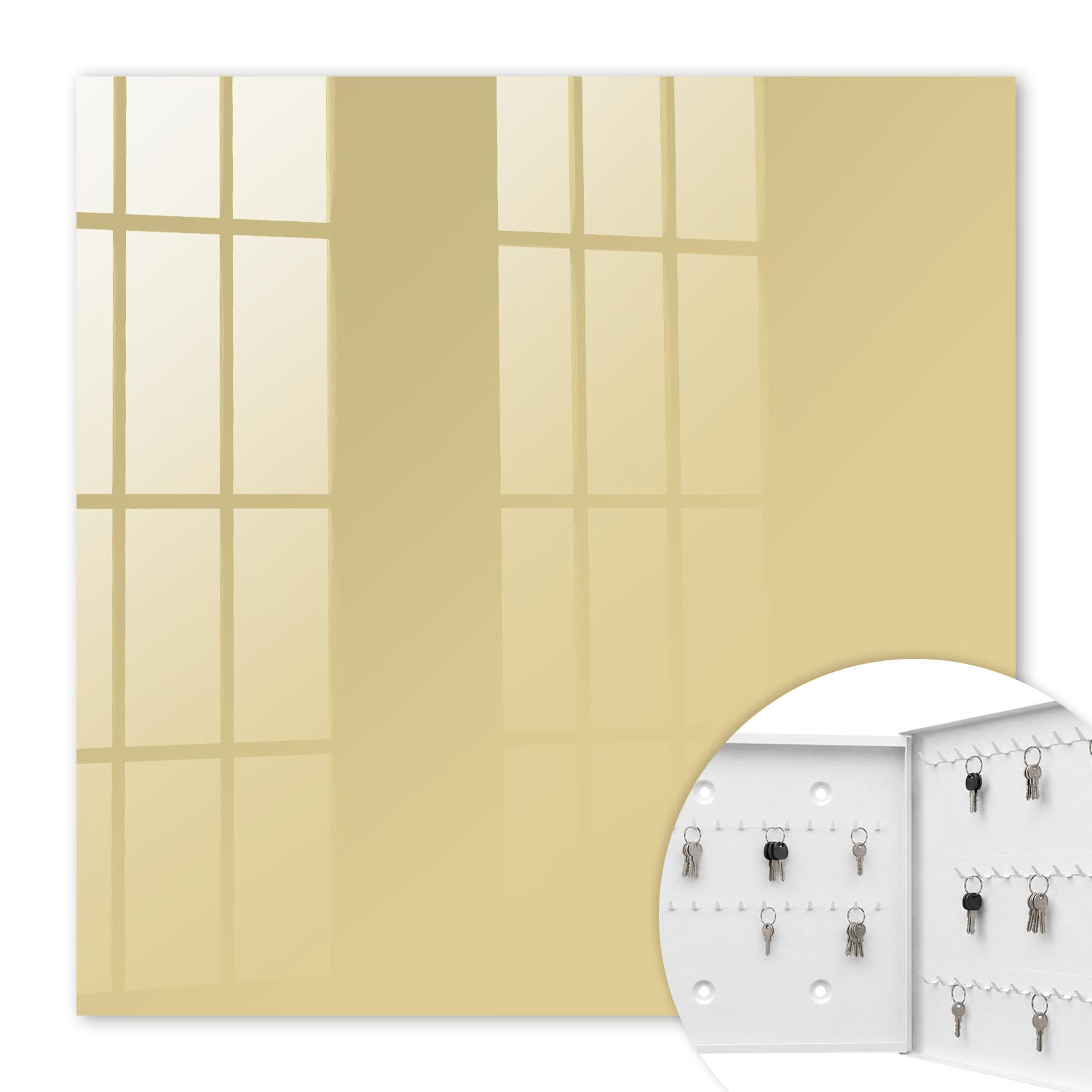 SCHLÜSSELBOX Weiß 30x30 cm – Türöffnung nach rechts - Senffarbe - Creme, Metall (30/30/5cm) - TULUP
