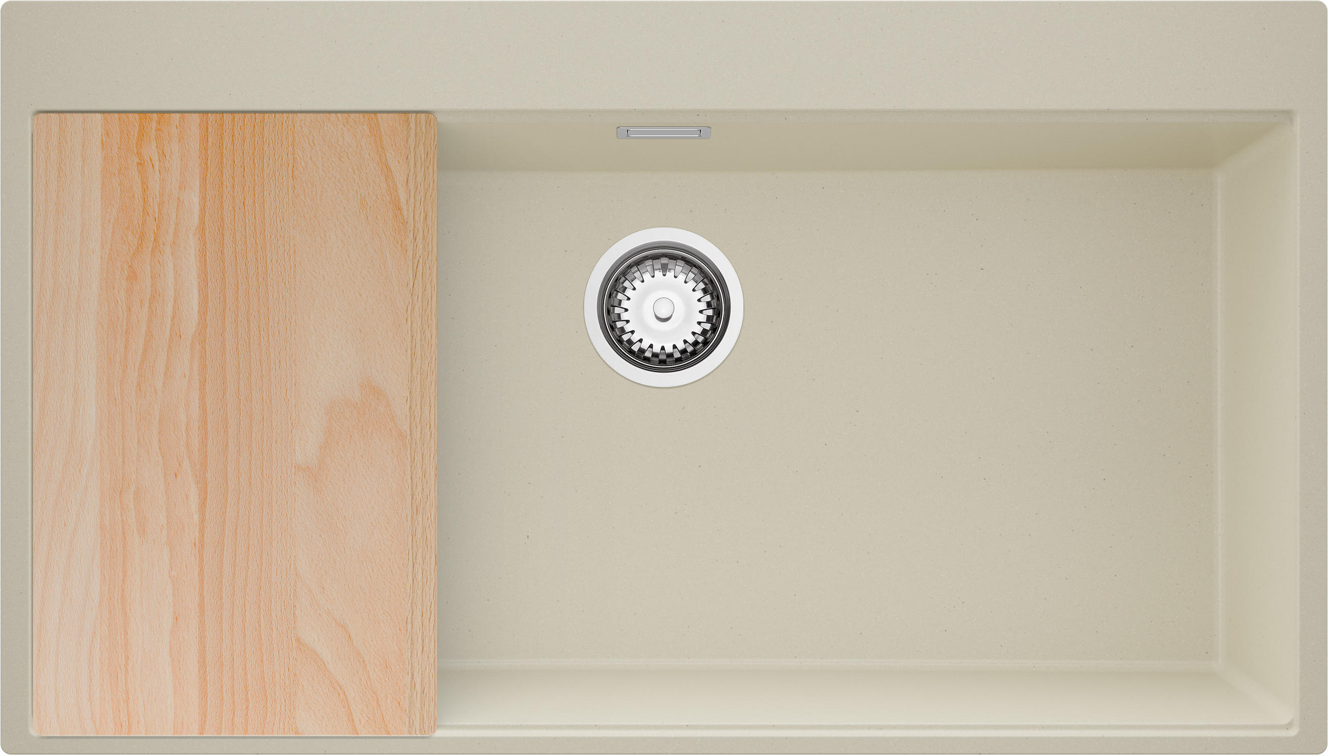 SPÜLBECKEN Oslo, 2-er set Beige 88/50 cm 1 Becken + Ablauf-Set + Schneidebrett ab 90er Unterschrank - Chromfarben/Beige, Kunststoff (88/20/50cm) - Primagran